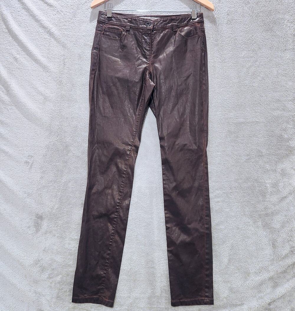 W By Worth Womens Brown Skinny Faux Leather Pants Size 0 Western Country Stretch